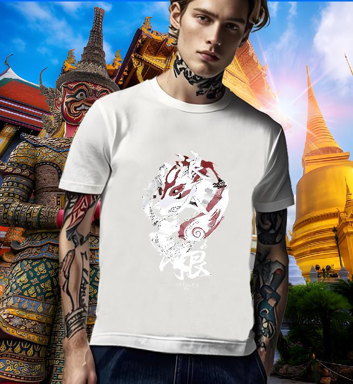 Wholesale T Shirts Men 230g 100% Cotton Line Dragon Street wear Hip Hop Plus Size Custom Crew Neck Breathable Men Tops Tees DIY Clothes