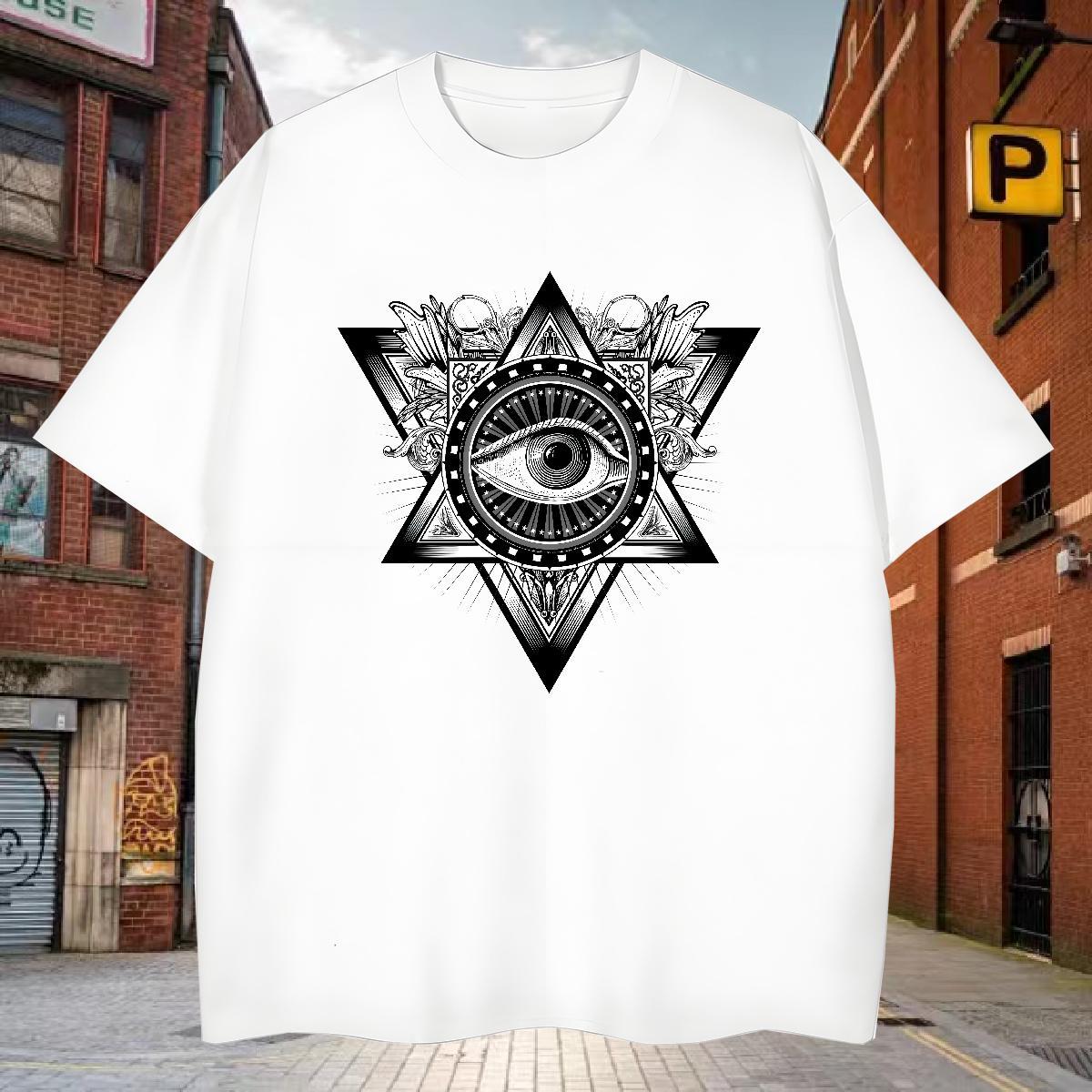 Loose Fit T Shirts Men 100% Cotton 230g eye of the devil Street Oversized 3XL 4XL Breathable Crew Neck Mens Tshirts Designer Fashion Tee Shirt