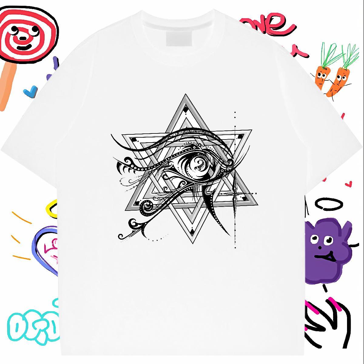 Popular Men T Shirts 230g 100% Cotton eye of the devil Casual Daily Wear Floral Print Breathable Short Sleeve Men Tees New Arrival Clothes