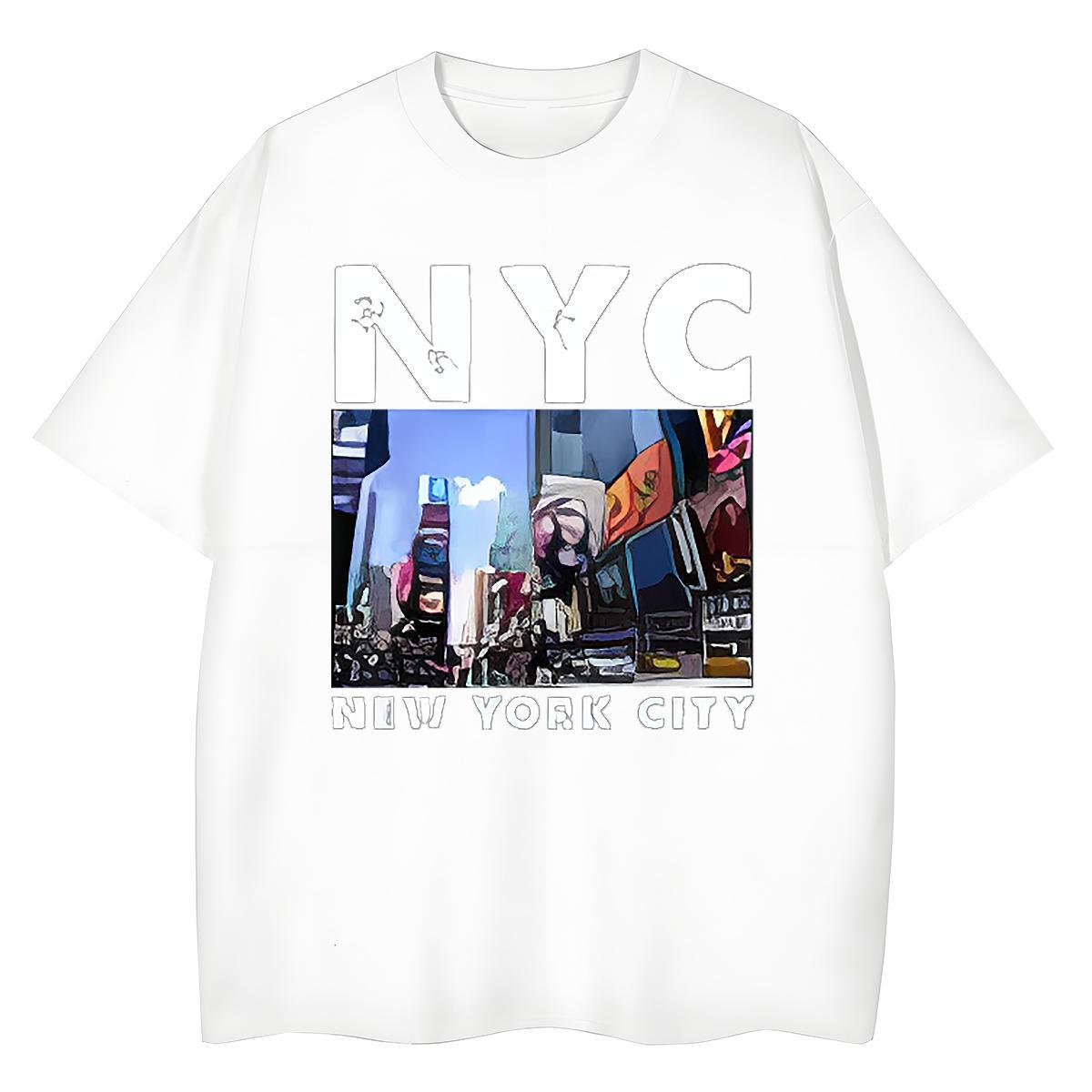 Loose fit Unisex Tshirts 100% Cotton 230g New York Daily Outfit T-Shirts for Women O-Neck Short Sleeve Black Oversized Clothings