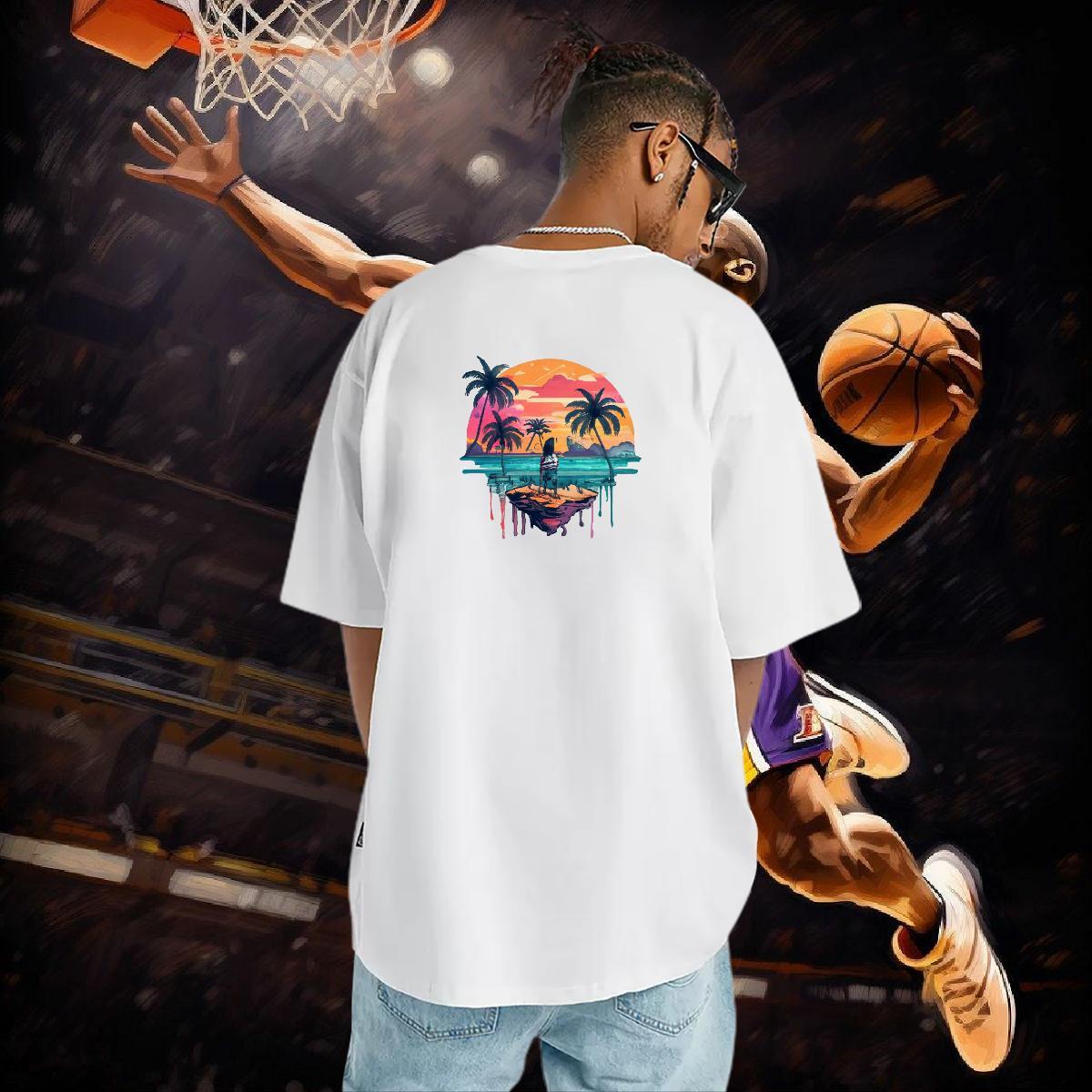 Cool Design T Shirts Men 230g Pure Cotton beach Summer Casual Custom Printing Crew Neck Breathable Mens Tshirts New Designer Clothes