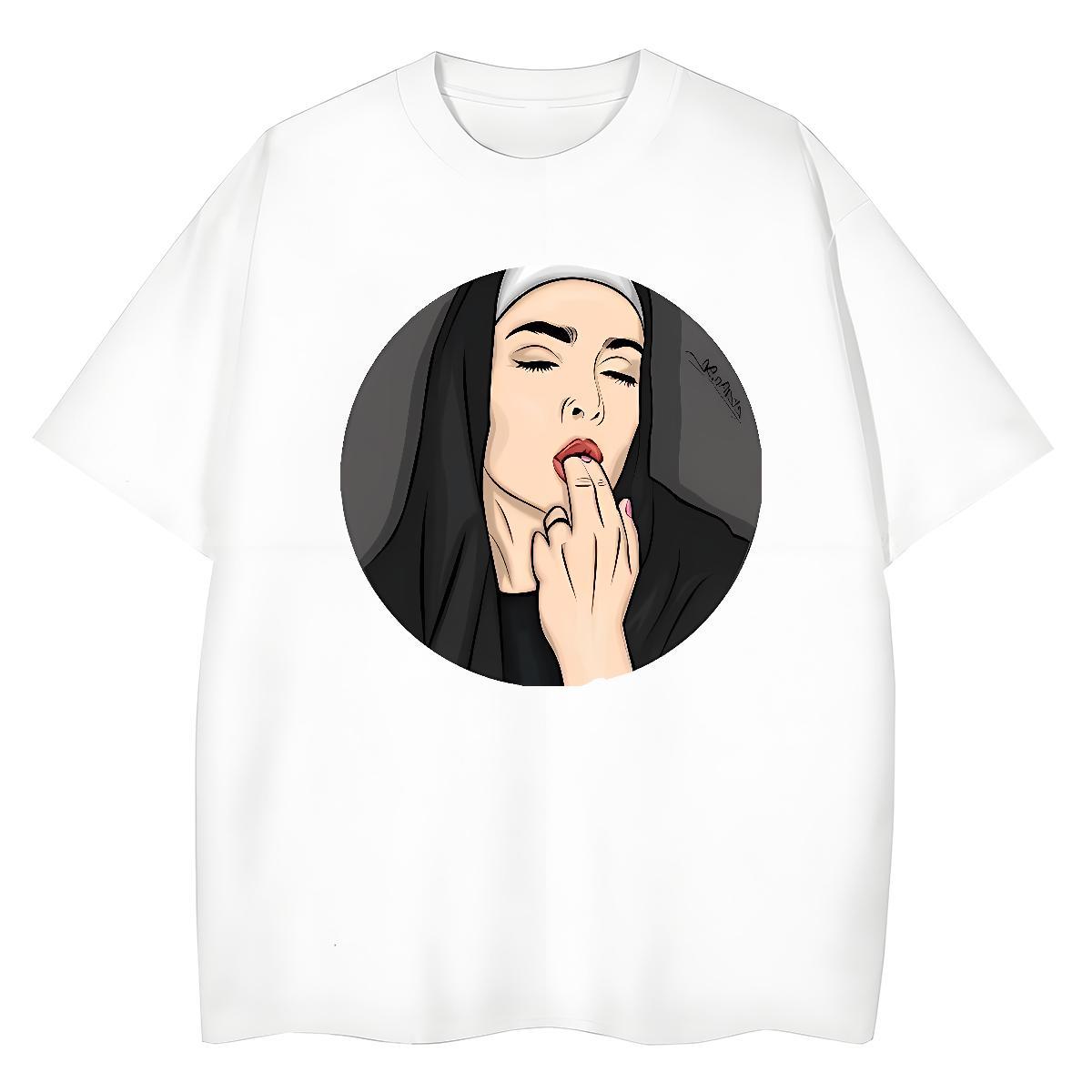Popular Tshirt for Man Woman 230g Cotton nun Street Wear T Shirts Women Breathable Crew Neck Cartoon Printing L-4XL Tees