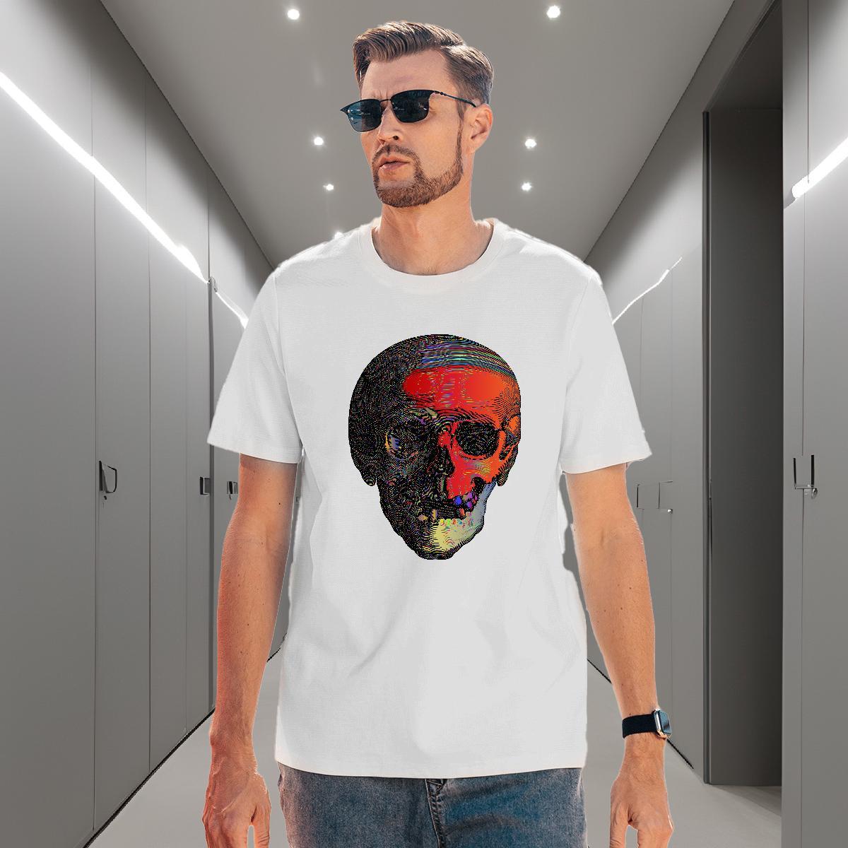 Cool Design Mens T Shirts 230g Pure Cotton skull Sport Custom Printed Round Neck Short Sleeve Men Clothes T-Shirt Fashion Designer Tops Shirt