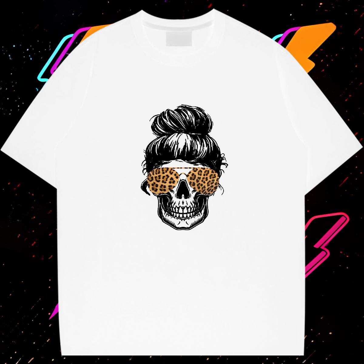 Unisex T Shirt For Man 230g 100% Cotton skull Casual Beach DIY Breathable Short Sleeve Couples T Shirts New Arrival Tees
