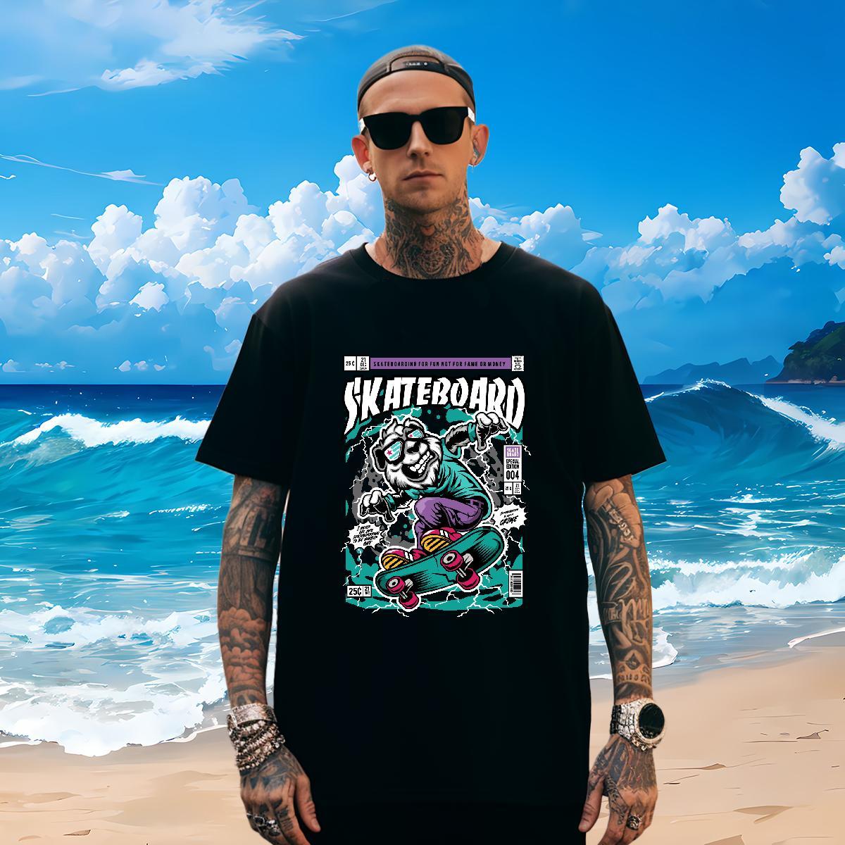 Wholesale T-Shirts for Men 230g Pure Cotton skateboarding Casual Daily Wear Anime Breathable Short Sleeve Tshirts Classic Casual Tee Shirt