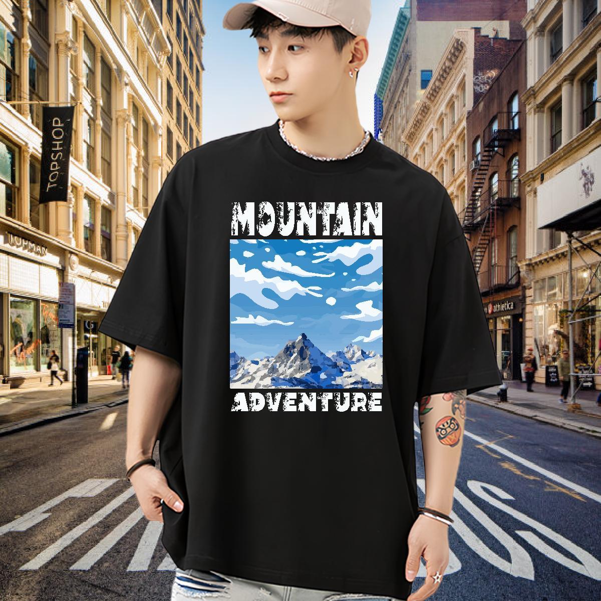 Unisex Man T Shirts 100% Cotton 230g mountains Hip Hop Custom Big Size Short Sleeve O-Neck Tshirt for Man Woman Fashion Top Tees
