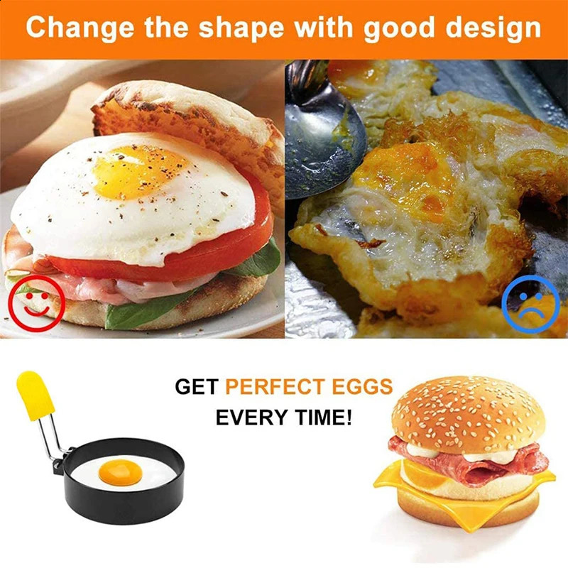 LMEETJMA 4Pcs Egg Rings for Frying Eggs Stainless Steel Nonstick Round Egg Cooker Ring For Frying Eggs and Egg Mcmuffins JT86 240824