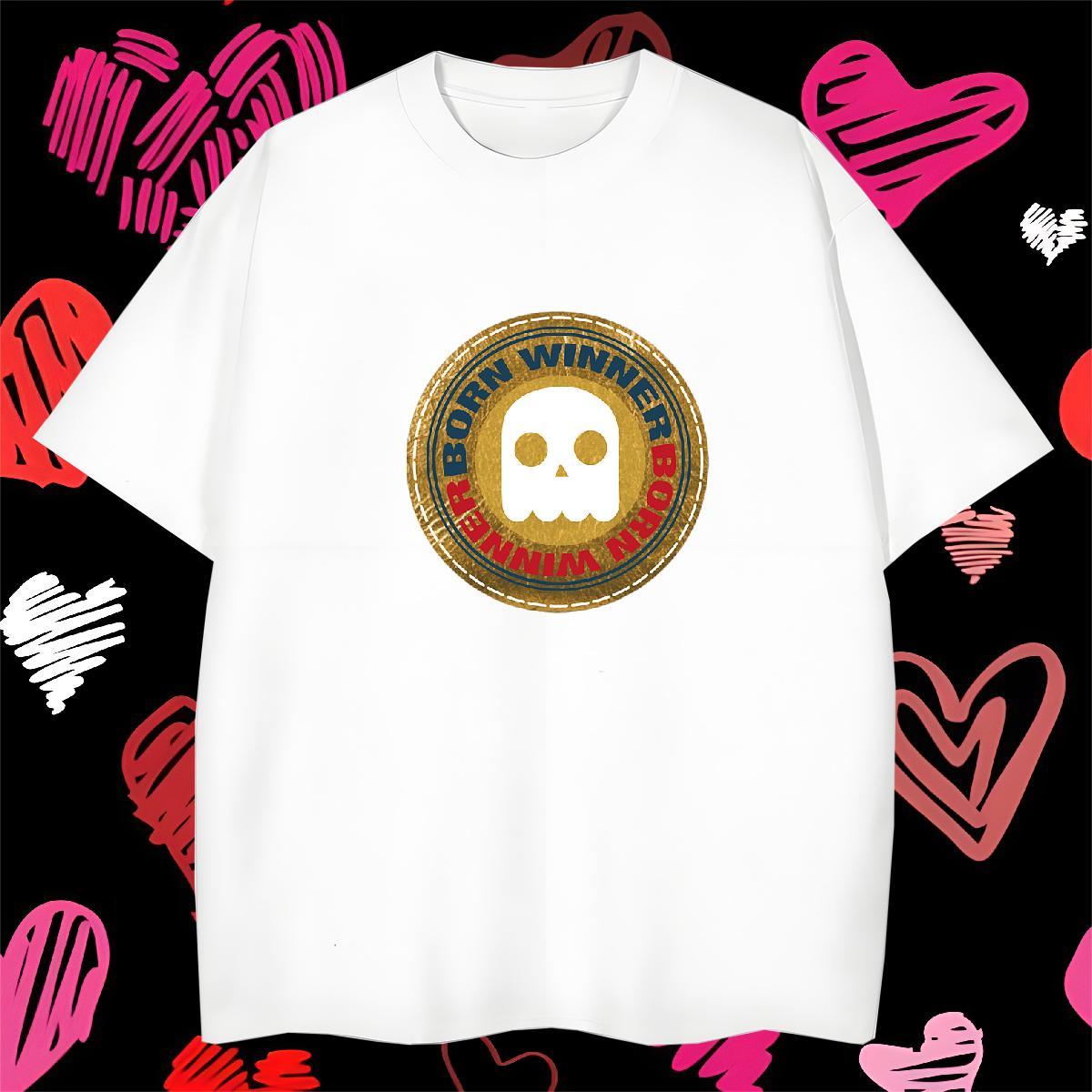 Popular T Shirts Men 230g Pure Cotton skull Daily Wear Custom Anime Breathable Short Sleeve Couples T Shirts 2024 Summer Tshirts