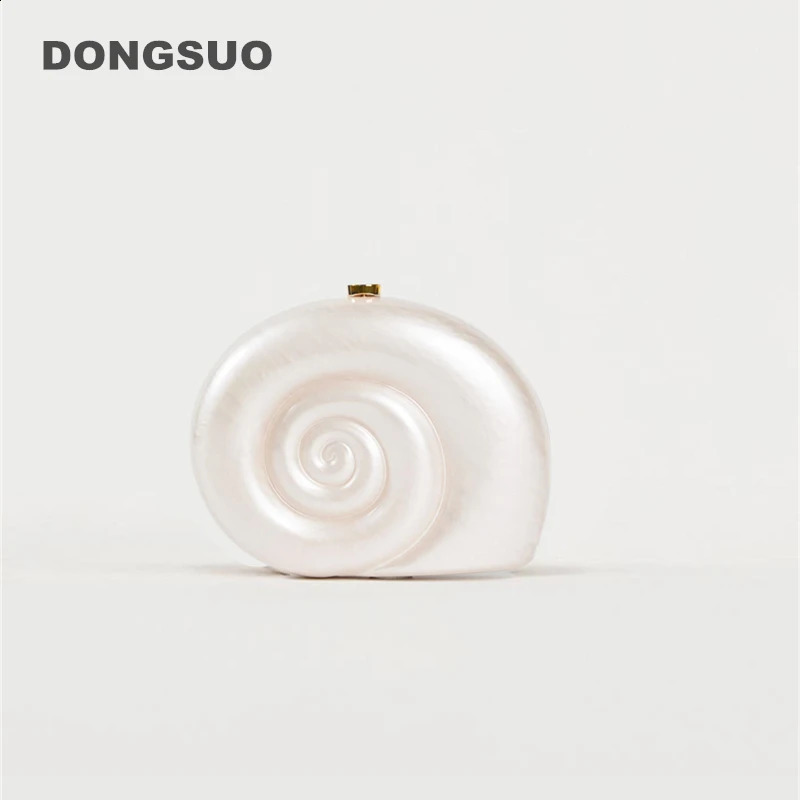 Snail shape Clutch Bag Acrylic purse women wedding evening party cute ivory pearl color handbag summer 2024 240824Z