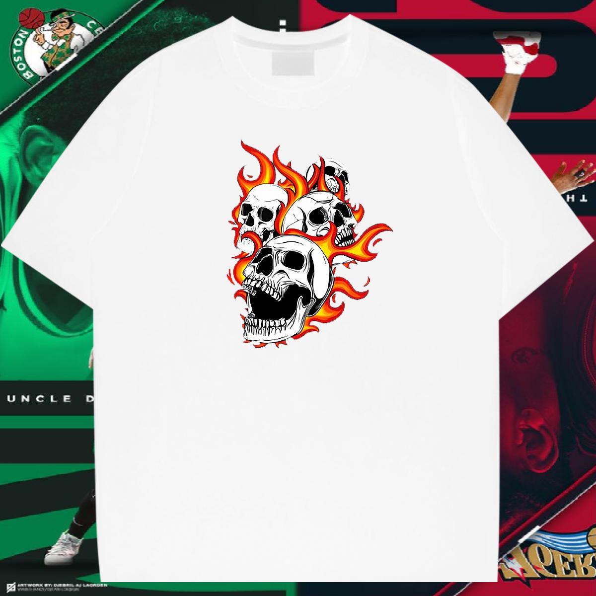 Classic T-Shirts 230g Pure Cotton skull Hip Hop Black White Breathable Soft Mens Tshirts Designer Fashion Tees Shirts