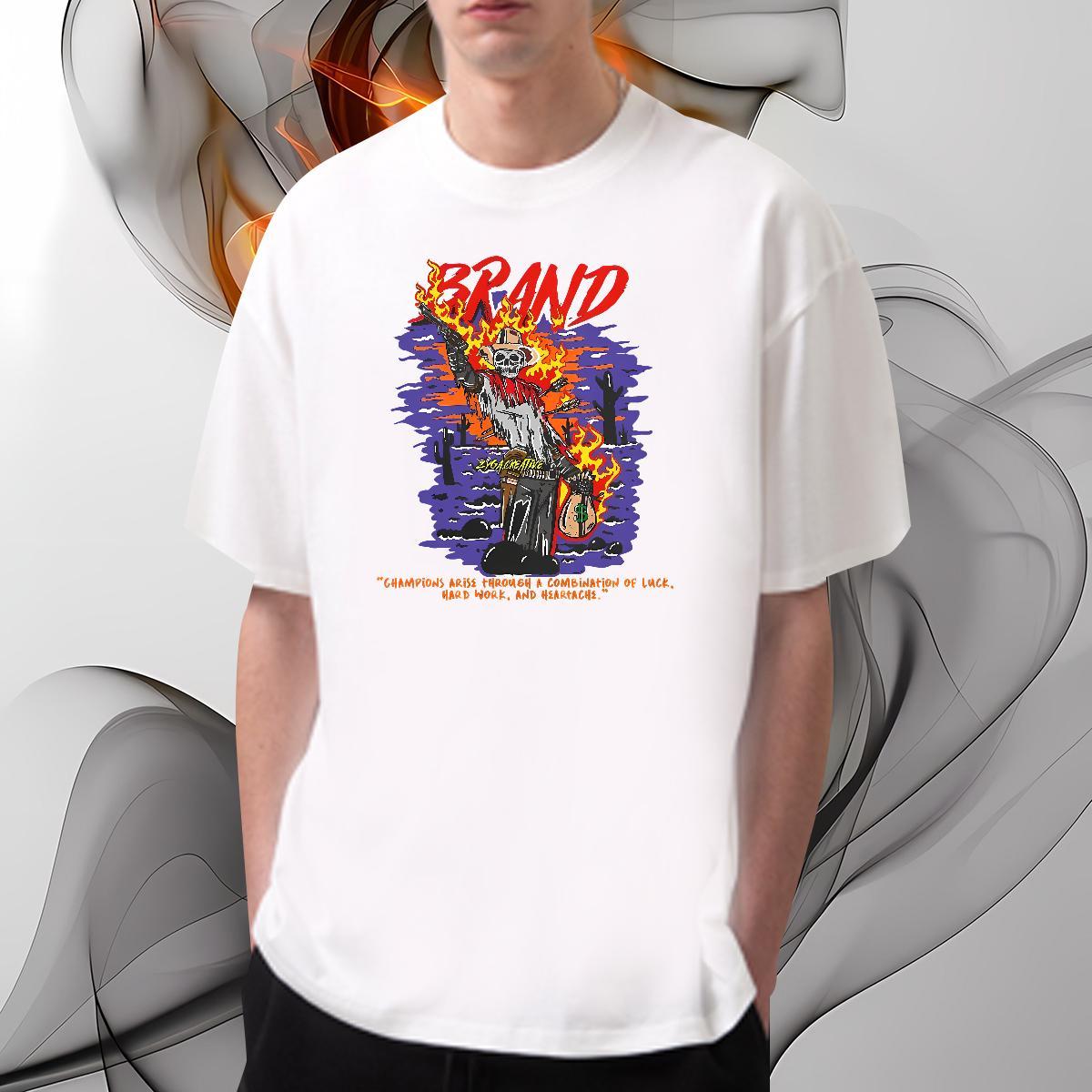 Cool Design T Shirt For Man 100% Cotton 230g skull Hip Hop Street Anime Crew Neck Breathable Tshirts Fashion Casual Tops Tees