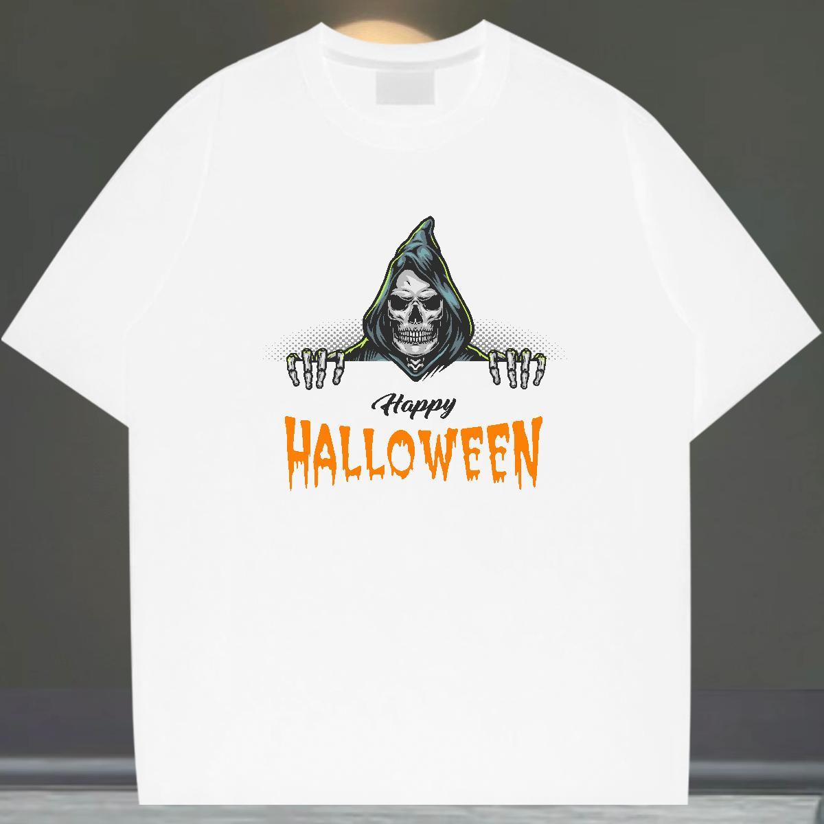 Cool Design T-Shirts 230g Cotton skull Home Outdoor Custom Print Plus Size Crew Neck Men Tops Tees Brand Wear