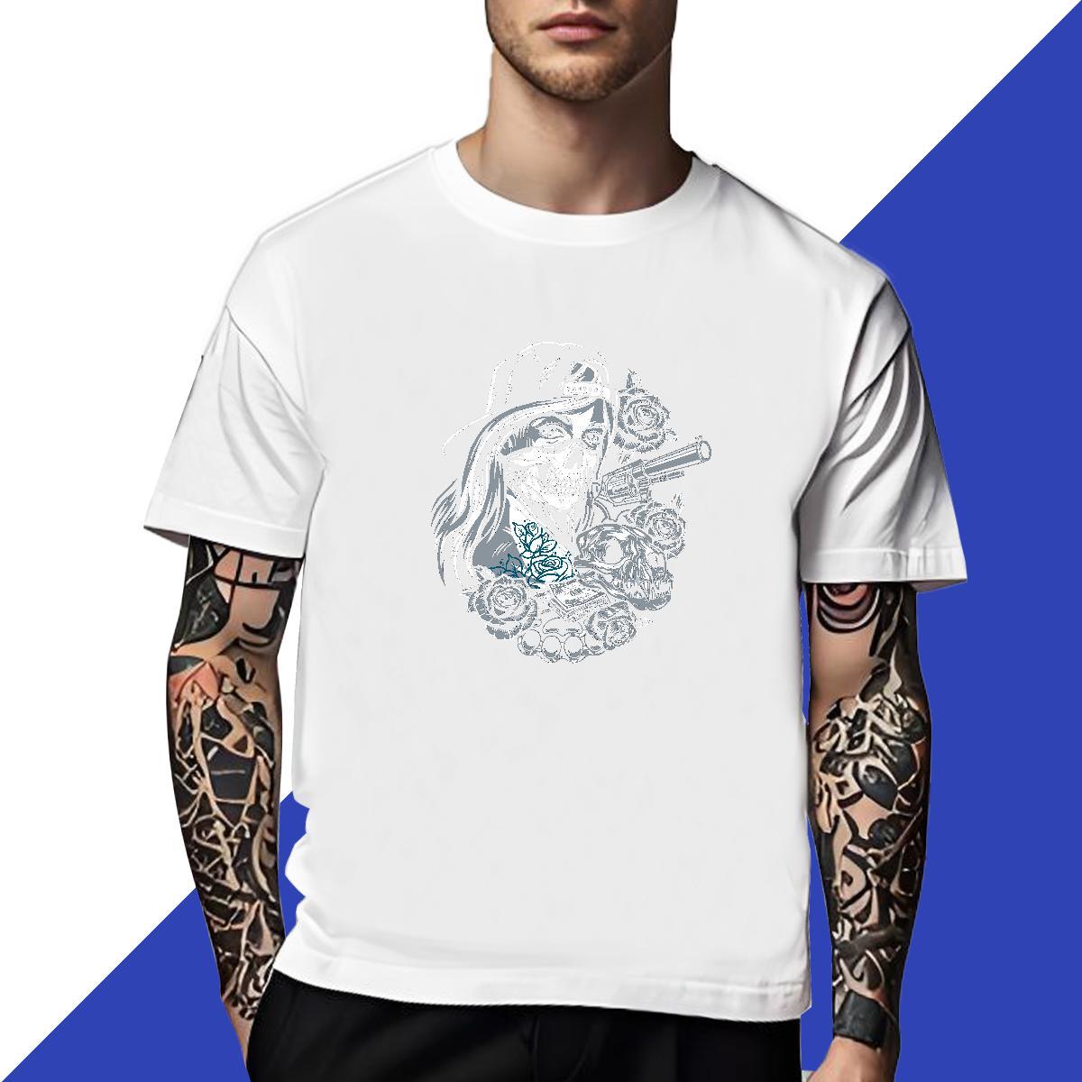Wholesale Mens T Shirts 100% Cotton 230g skull Casual Daily Wear Custom Cartoon O-Neck Short Sleeve Tshirt for Man Woman Customized Polos