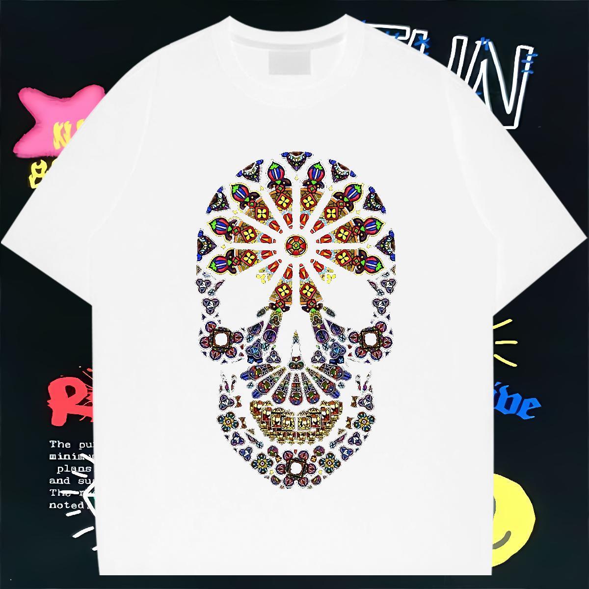Wholesale Men T Shirts 230g 100% Cotton skull Sport DIY Logo Oversized Breathable Crew Neck Men Tops Tees 2024 Summer Clothes