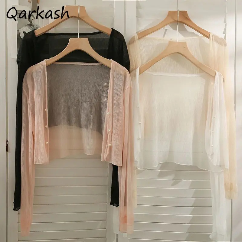 Cardigans Women Fashion Breathable Cozy Single Breasted Korean Style Daliy All-match Summer Shrugs Chic Students Temperament 240824