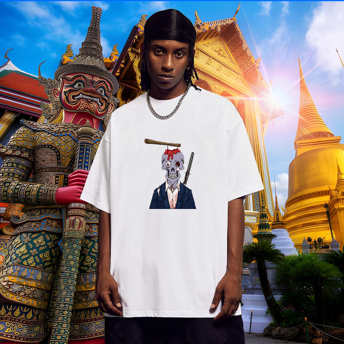 Designer Mens T Shirts 230g 100% Cotton skull Street wear Hip Hop DIY O-Neck Short Sleeve Men Clothes T-Shirt Wholesale Tees