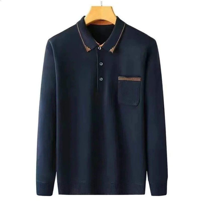Spring Autumn Fashion Polo Neck Long Sleeve Mens Clothing Pullovers Loose Casual Ropa Hombre All Match Tees Solid Polo Shirts 240824