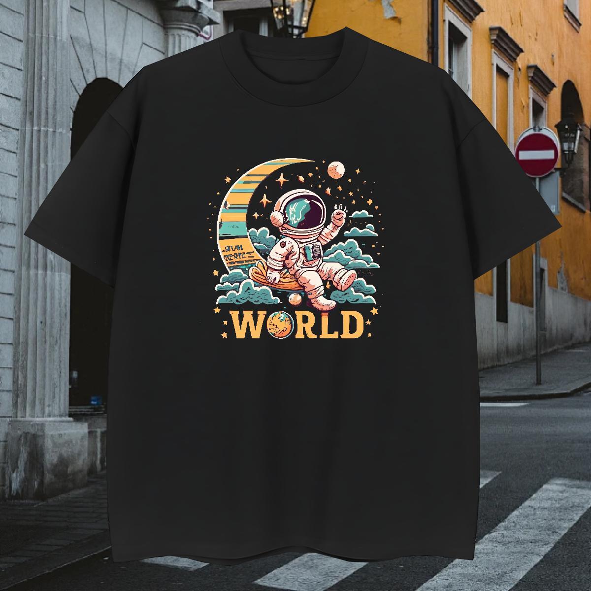 Cool T shirt 230g Pure Cotton spaceman Daily Wear Oversized 3XL 4XL Short Sleeve Soft Couples T Shirts Fashion Designer Polos