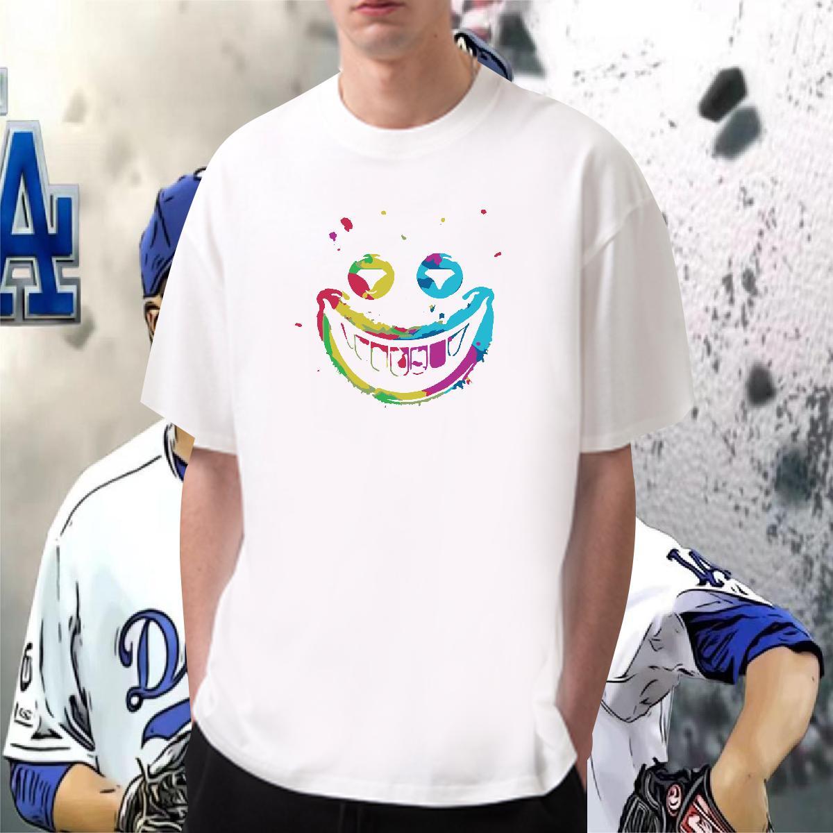 Loose T Shirts Men 230g Cotton skull Hip Hop Cartoon Print Short Sleeve Soft Tshirts Designer Wear