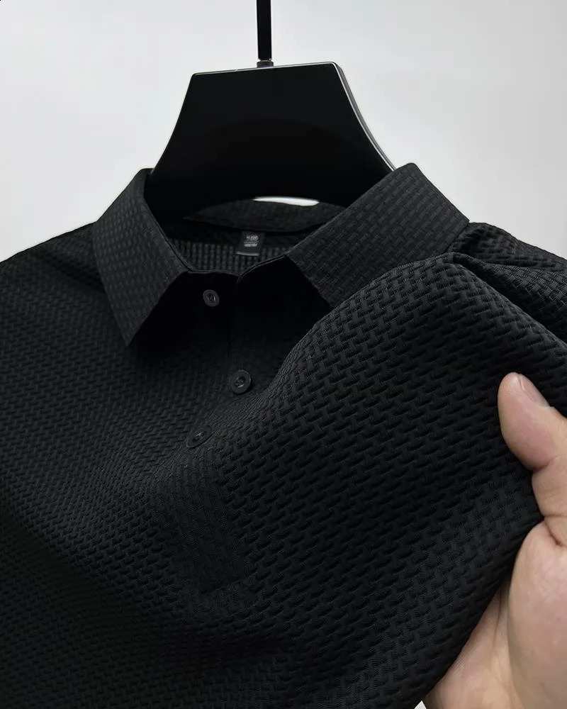 Mens Polo Shirt High-end Mesh Ice Silk Summer Casual Business Short-Sleeved T-Shirt 240814