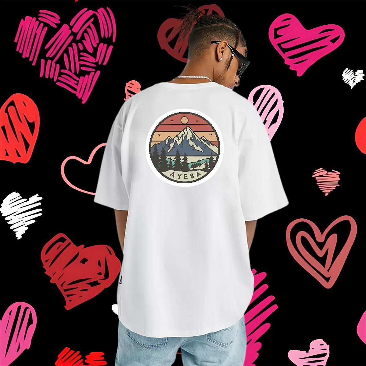 TOP Quality Man T Shirts 230g Pure Cotton mountains Street Oversized 4XL Short Sleeve Soft Mens Tshirts Fashion Top Tees