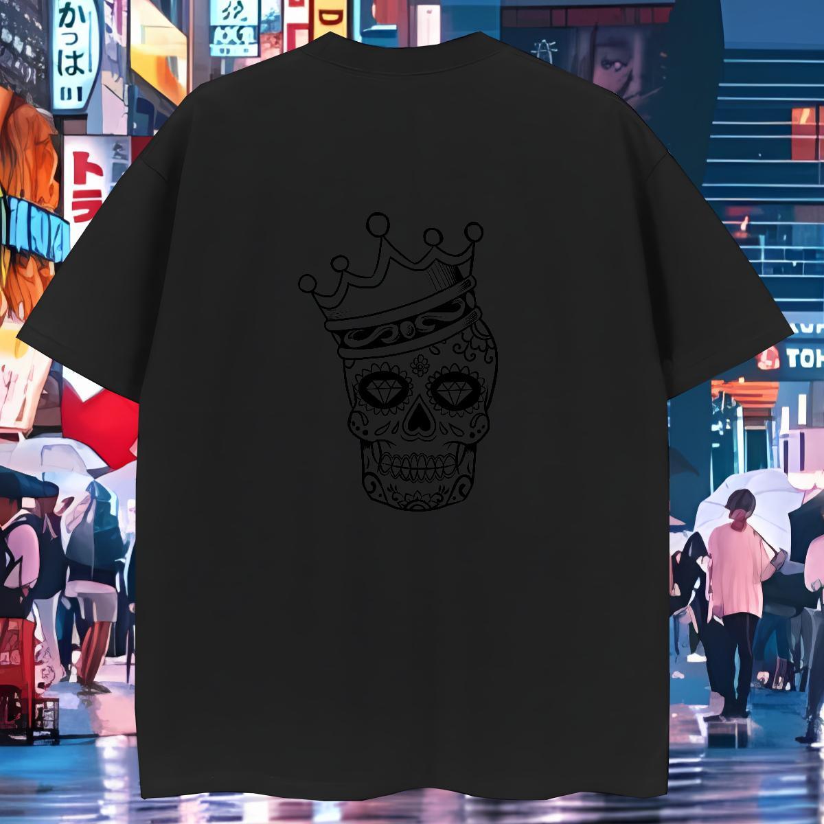 Wholesale T Shirt For Man 230g 100% Cotton skull High Street Hip Hop Plus Size Custom Breathable Soft Tshirts DIY Customized Tee Shirt