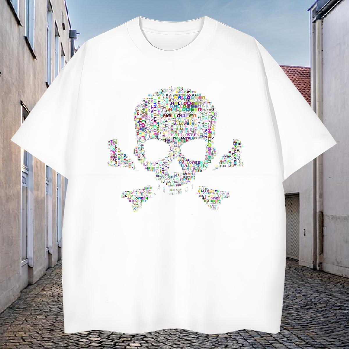TOP Quality Man T Shirts 230g Cotton skull Summer Casual Black White Breathable Short Sleeve Couples T Shirts Designer Fashion Tops Tees