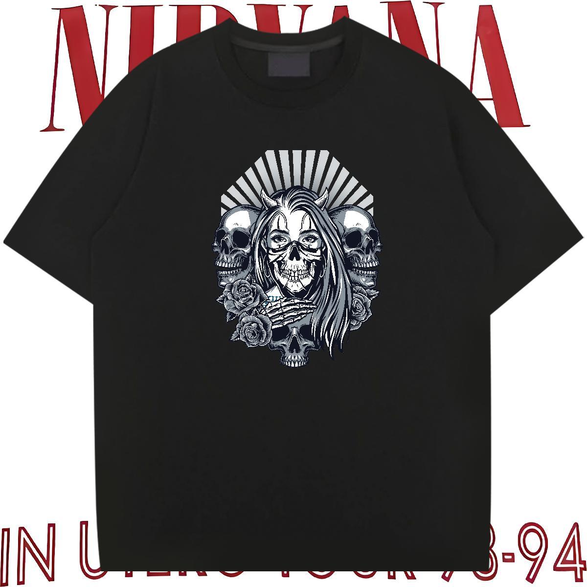 TOP Quality Man T Shirts 230g 100% Cotton skull Daily Outfit Asian Size Breathable Short Sleeve Tshirt for Man Woman 2024 Summer Tees