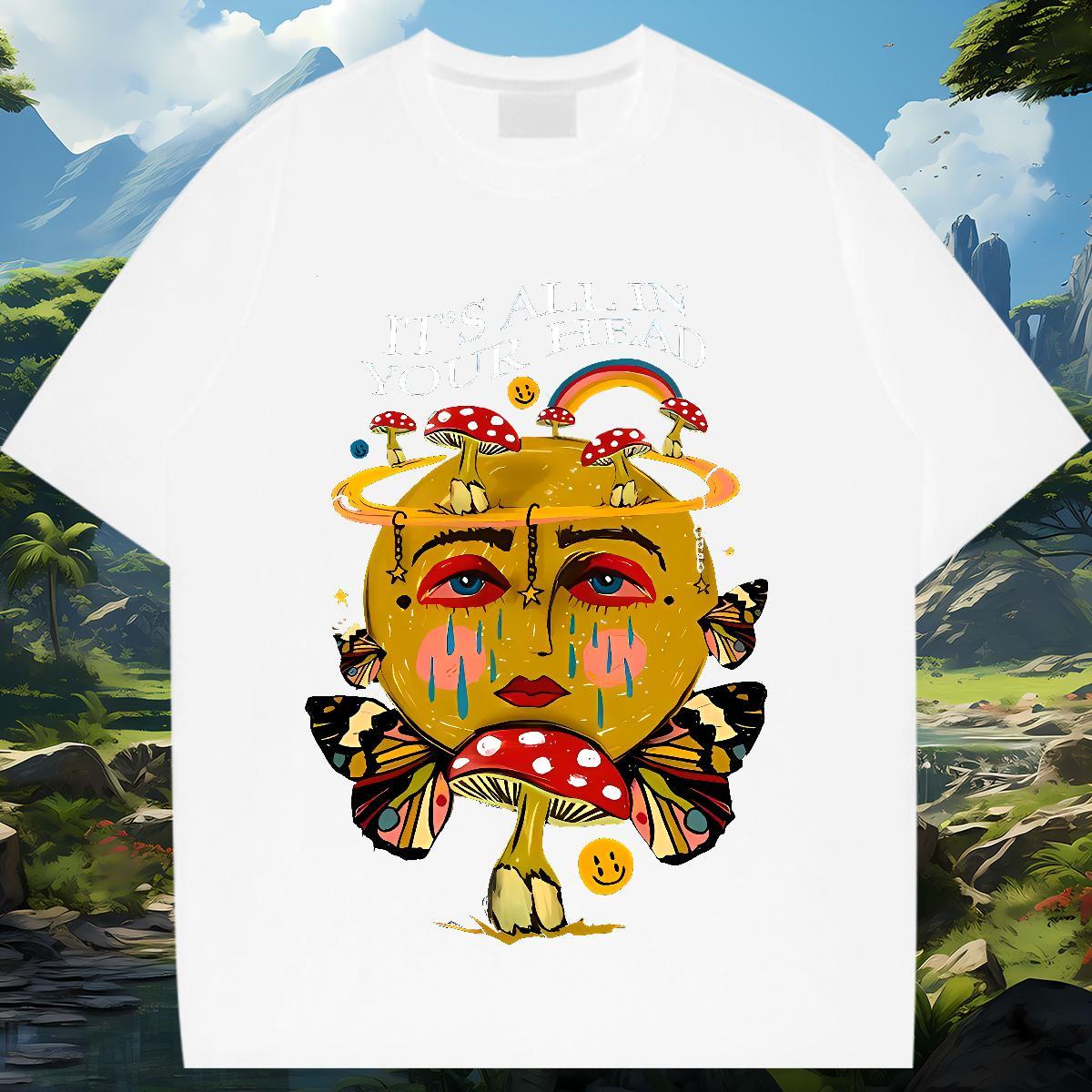 Brand Lady T shirt 230g Pure Cotton mushroom Casual Sport T-Shirts Breathable Crew Neck Custom Printed Tshirts