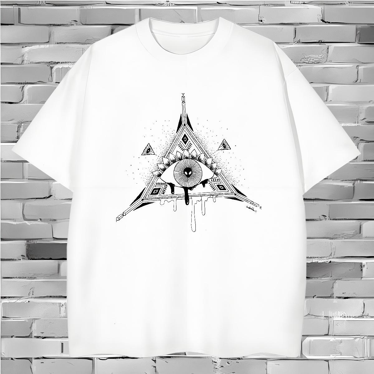Cool T Shirt For Man 100% Cotton 230g eye of the devil Anime Printing Street Plus Size Cartoon O Neck Short Sleeves Men Clothes T-Shirt Classic Casual