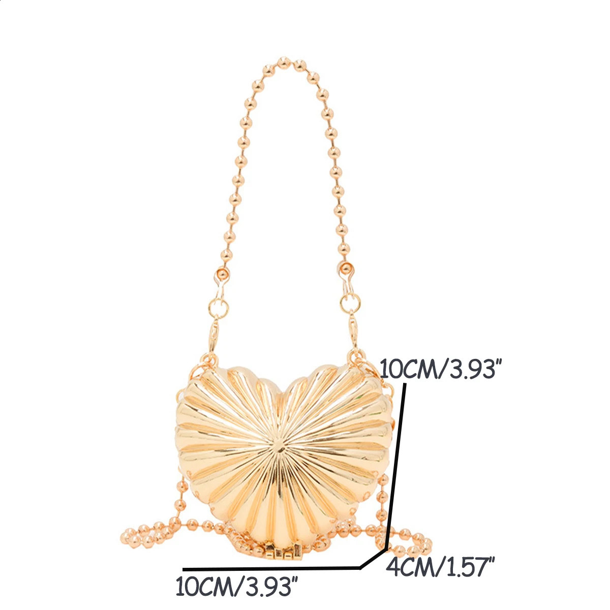 JIOMAY Heart Mini Gold Bag for Women Handbag Metallic Crossbody Party Wedding Coin Lipstick Evening Purses Tote 240824