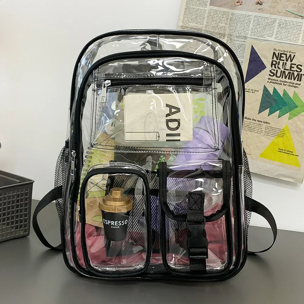 Clear Backpack School Bag for Girl Boys and Girls Laptop Backpack Waterproof See Through Student Bookbag Large Backpack Mochila 240824