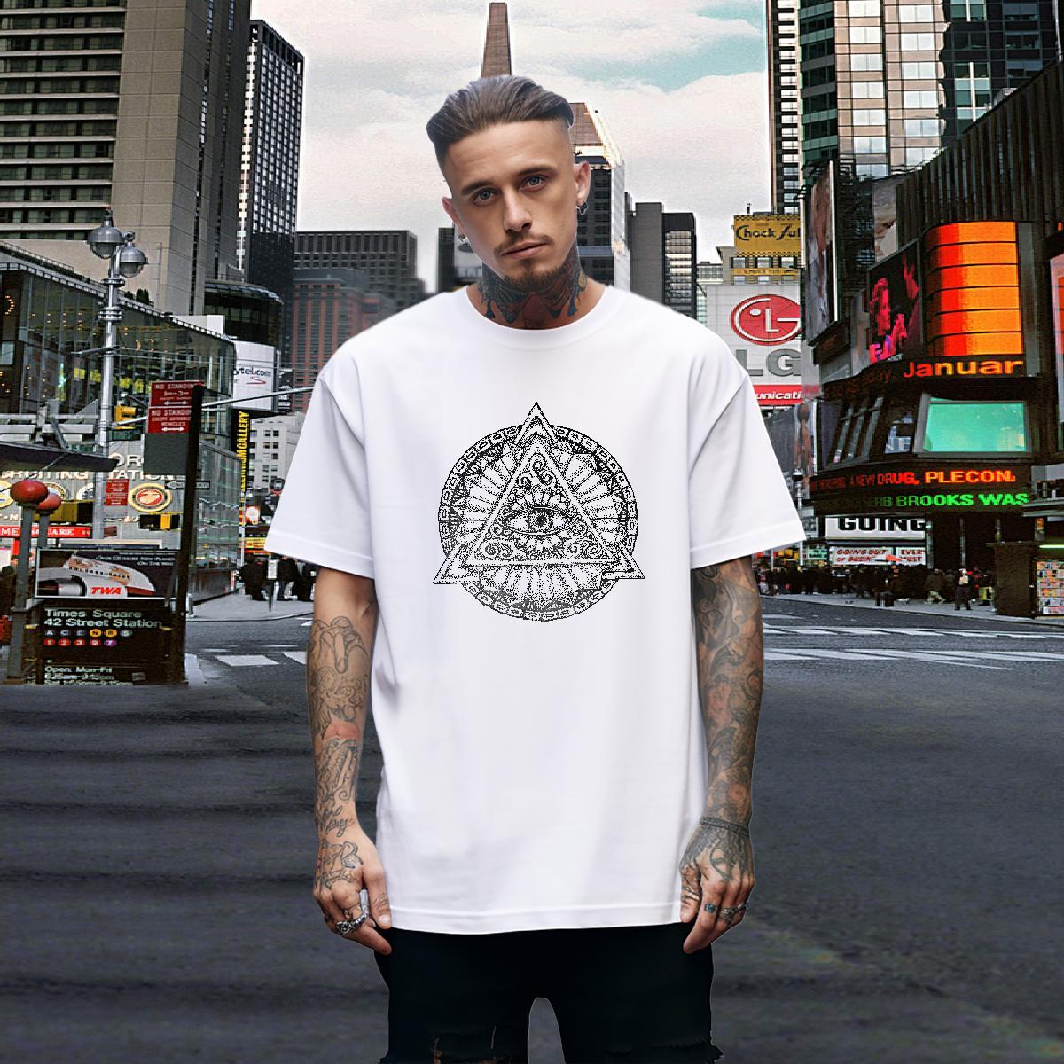 Brand T Shirts Men 100% Cotton 230g eye of the devil Casual Daily Wear Skull Breathable Soft Tshirts Designer Fashion Tees Shirts