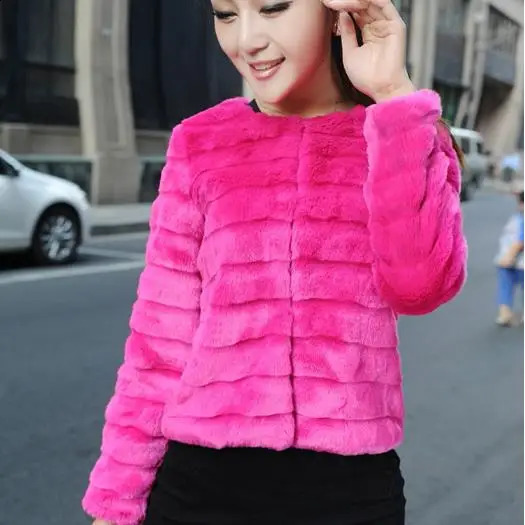 Winter Retro Fur Coat Womens Short Trench Artificial Leather Jacket 240824