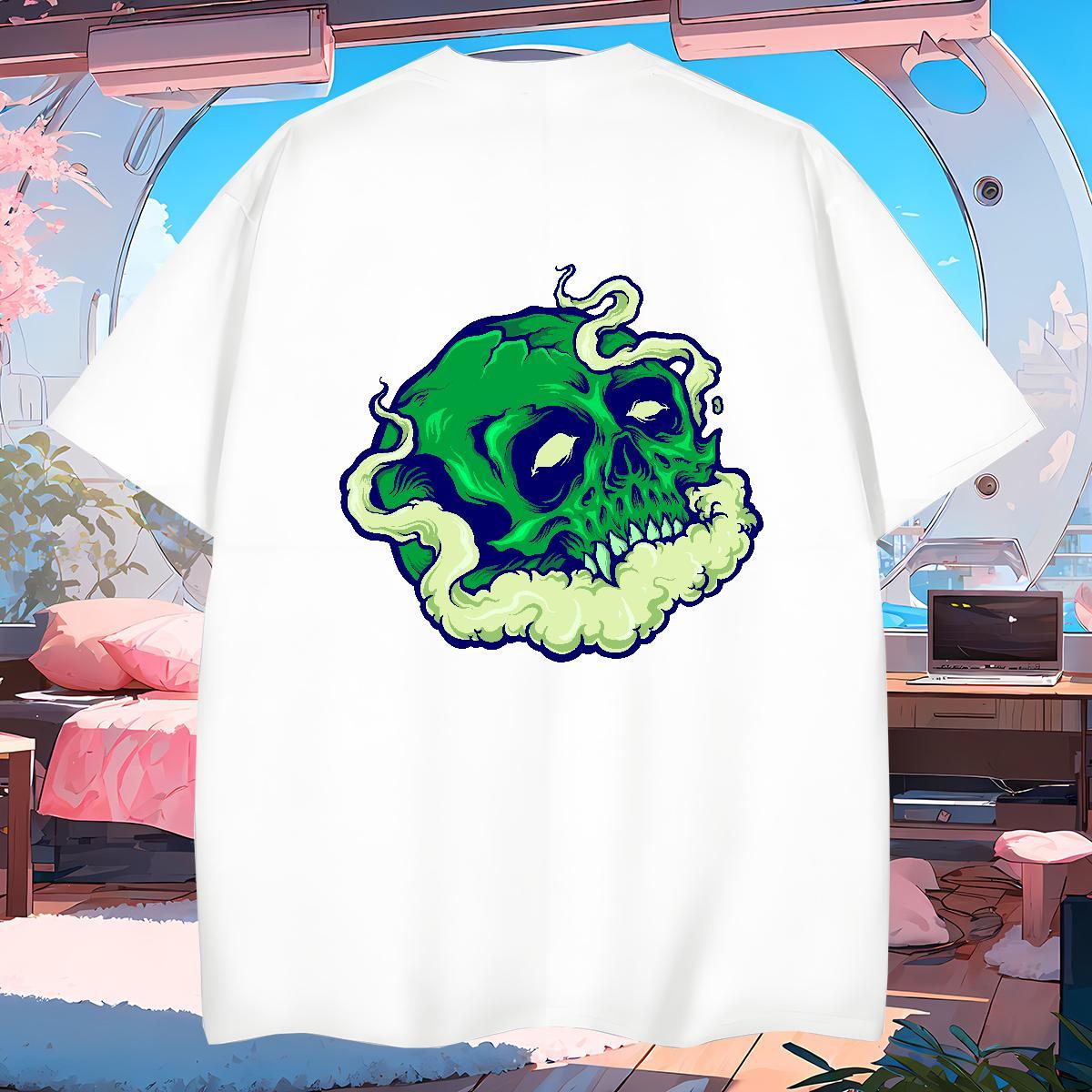 High Quality T shirt 230g Pure Cotton skull Street Wear Custom Printing Breathable Soft Mens Tshirts New Polos
