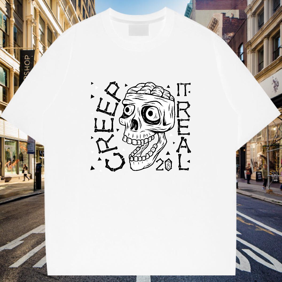 Unisex Mens T Shirts 230g Pure Cotton skull Anime Printing Street Custom Print Oversized O-Neck Short Sleeve Couples T Shirts Fashion Design Clothes