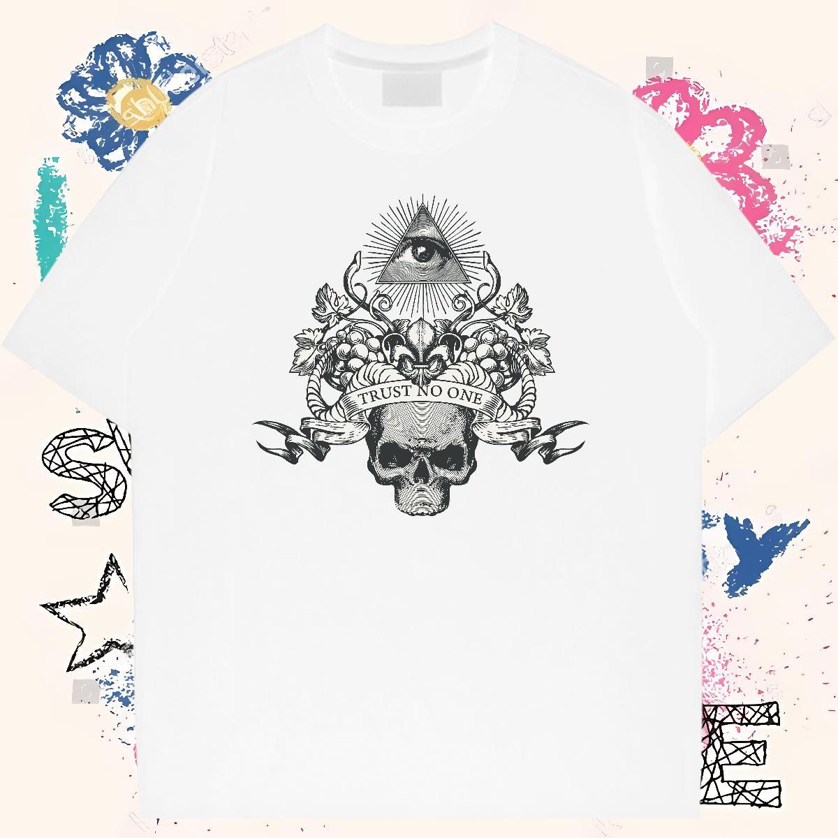 Loose T-Shirts 230g 100% Cotton skull Casual Daily Wear Customized Breathable Short Sleeve Couples T Shirts Fashion Designer Tops Tees