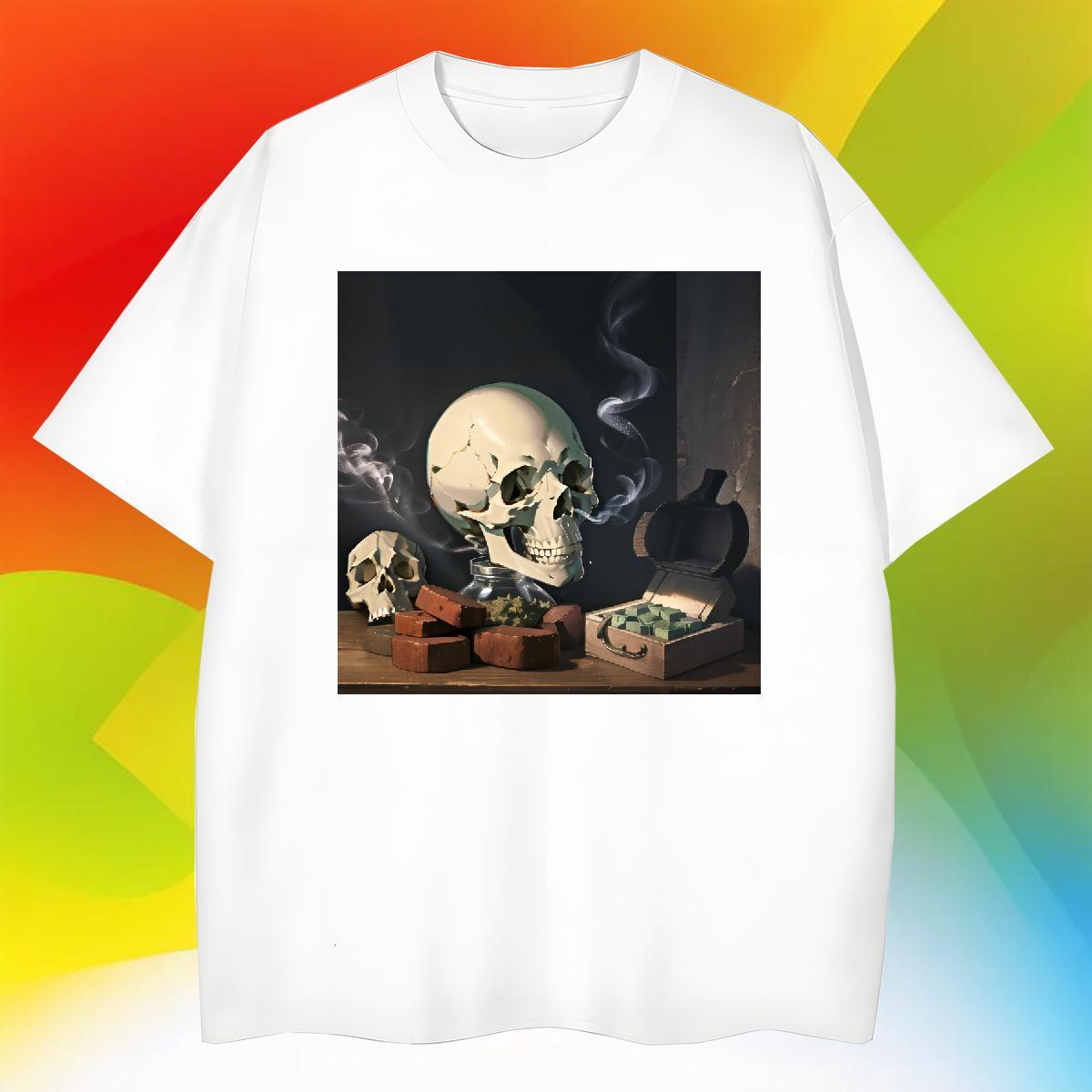 TOP Quality T-Shirts 230g 100% Cotton skull Daily Outfit DIY Printed Breathable Short Sleeve Couples T Shirts 2024 Top Tees