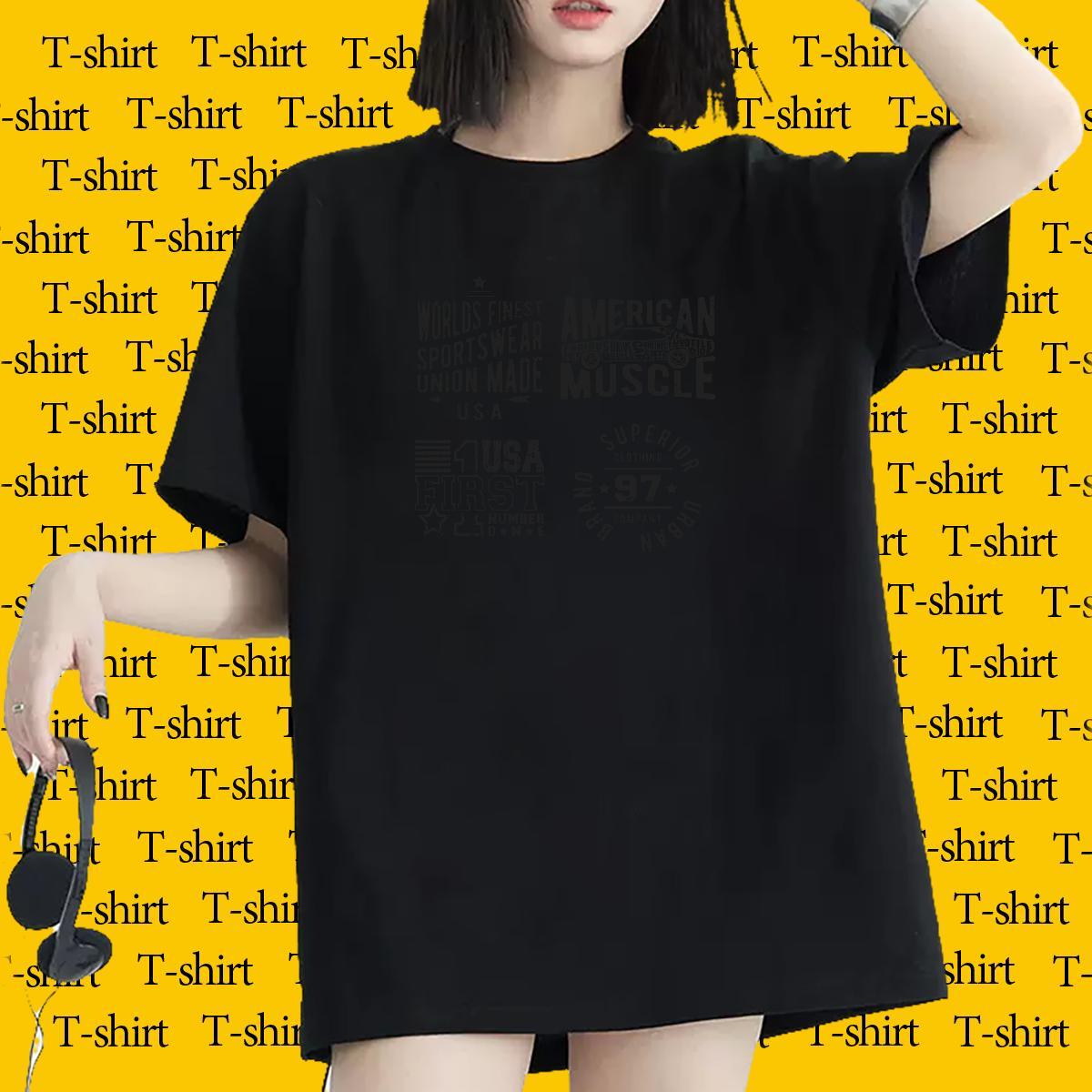 Designer Women Tshirts 230g Pure Cotton letter Sports Casual T-Shirts for Women Breathable Crew Neck Anime Print Wear