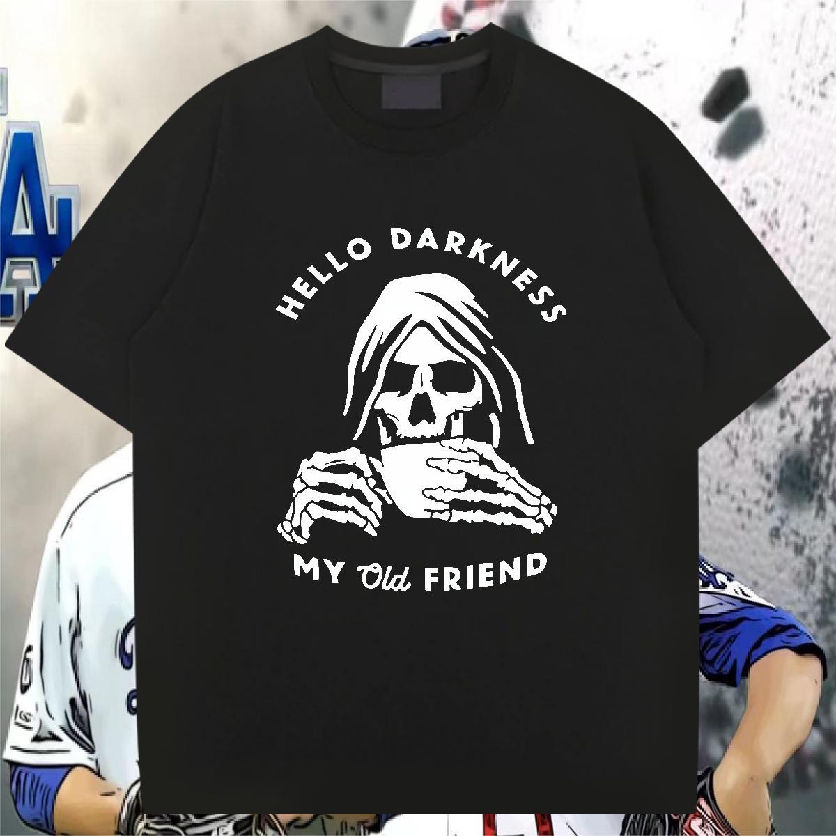 Classic T Shirts Men 230g Pure Cotton skull Home Outdoor Black Oversized Crew Neck Breathable Tshirts Casual New Top Tees