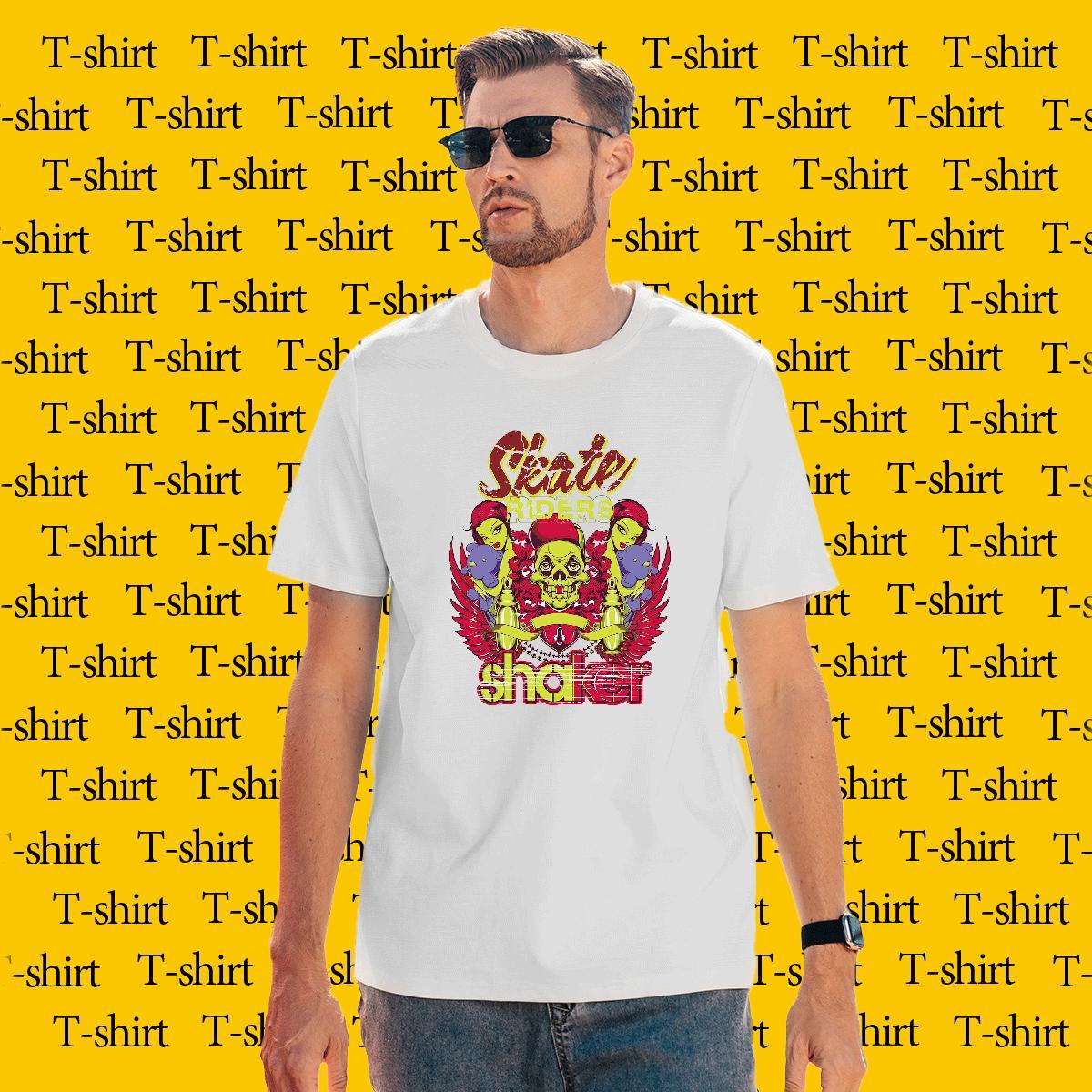 Brand T-Shirts for Men 230g Pure Cotton skull Summer Casual Customized Print Round Neck Short Sleeve Men Tees 2024 Summer Top Tees