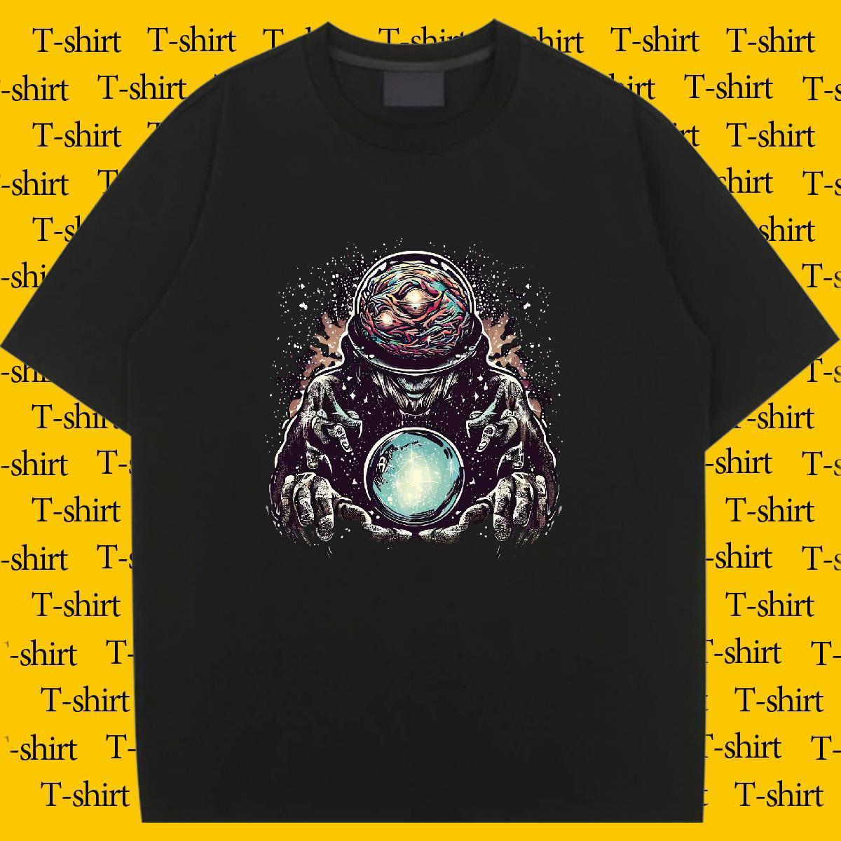 Loose fit Couples T Shirts 230g Pure Cotton universe Casual Beach T Shirt For Woman Breathable Short Sleeve Custom Printed Clothings