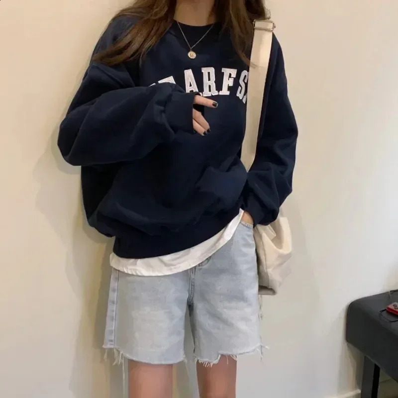 Autumn Letter Hoodie Women Fashion Korean Thin Chic Pullovers Womens Sweatshirts Streetwear Loose Hoodies for Women 240824