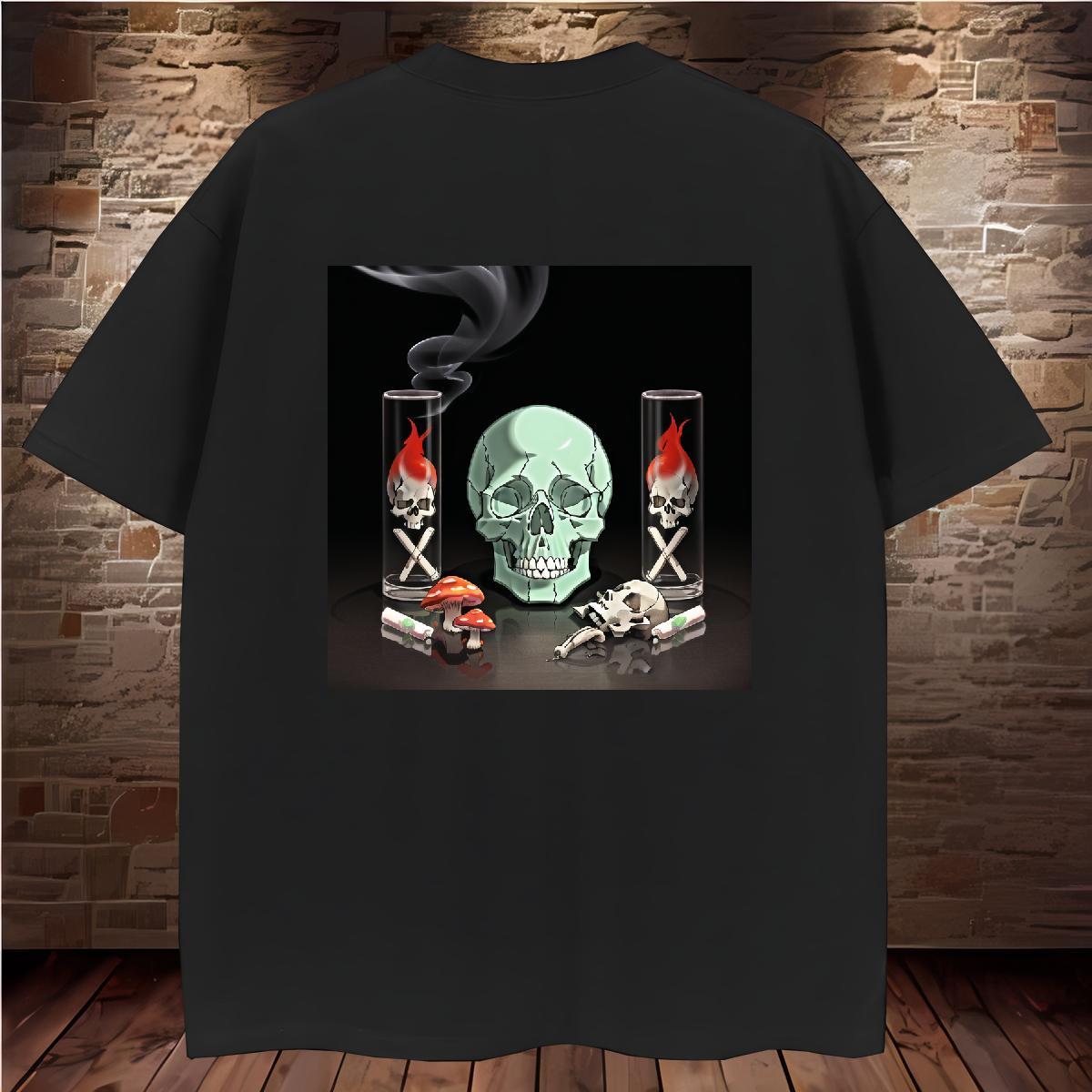 TOP Quality T-Shirts 100% Cotton 230g skull Spring Summer Custom Print Plus Size Crew Neck Breathable Men Tees DIY Customized Wear