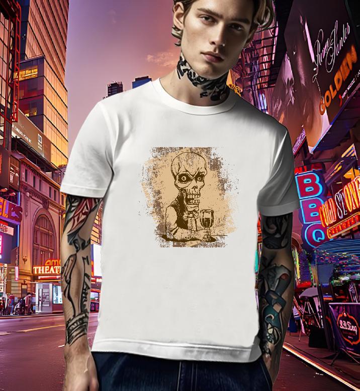 Loose Fit T Shirts Men 230g Pure Cotton skull Casual Beach Plus Size Custom O Neck Short Sleeves Men Clothes T-Shirt 2024 New Tops