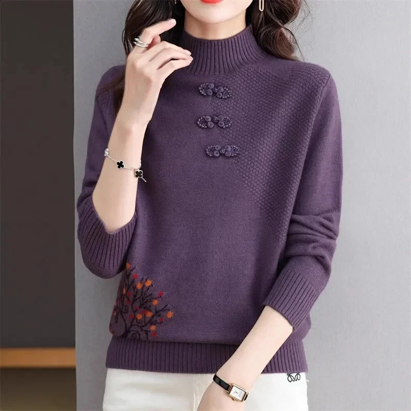 Autumn Winter Women Sweater Korean Fashion Warm Bottoming Shirts Half High Collar Basic Knitwear Solid Long Sleeve Pullovers 240824