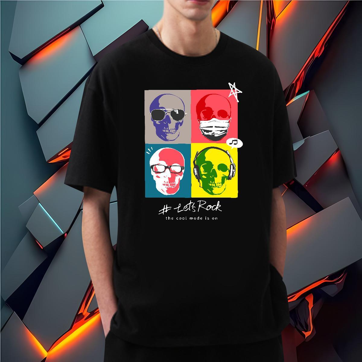 Loose T-Shirts for Men 230g Pure Cotton skull Sports Casual Custom Anime Crew Neck Breathable Men Clothes T-Shirt Designer Tops Shirt
