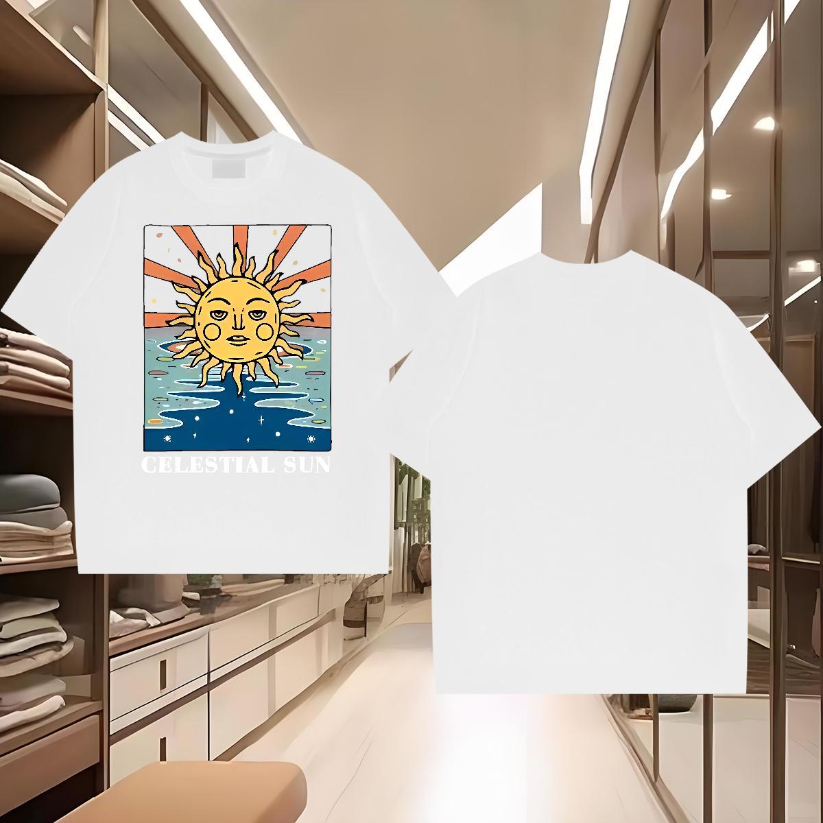 Customized Men Tops Tees sun Casual Beach 230g 100% Cotton Tops Shirt Breathable Crew Neck Free Shipping T-Shirts Cartoon Print