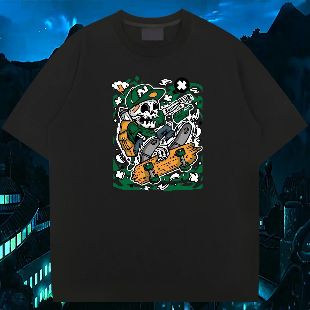 Classic T-Shirts for Men 230g Cotton skull Daily Outfit Custom Cartoon Pure Cotton Couples T Shirts New Designer Wear