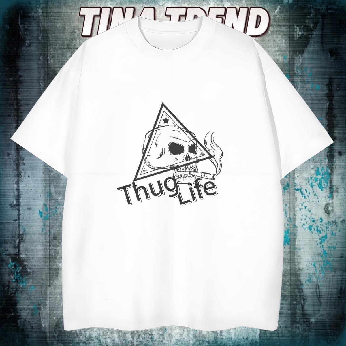Loose Fit T-Shirts 230g 100% Cotton skull Street Casual Black White Breathable Soft Men Clothes T-Shirt Brand Tops Tees